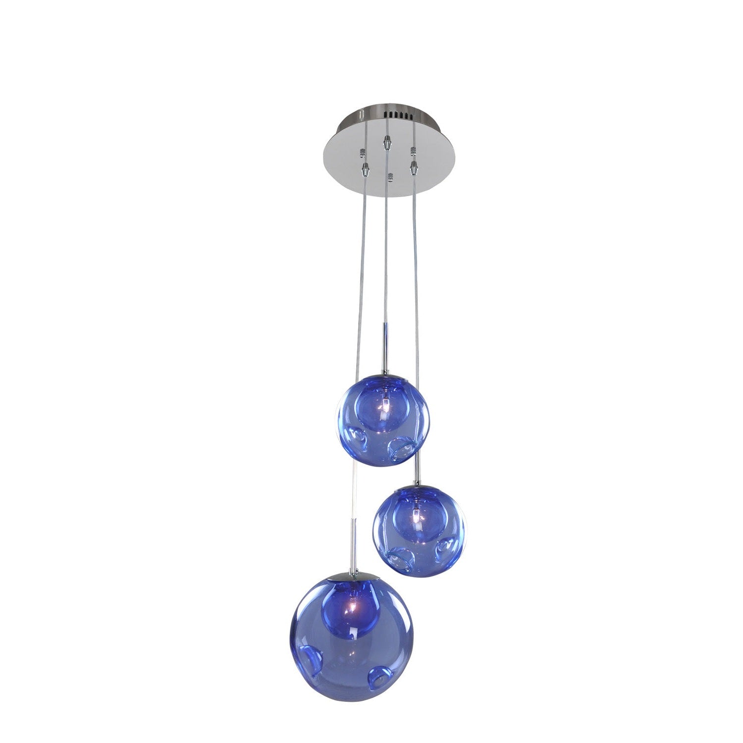 Kalco - 309540CH/SAPPH - Three Light Pendant - Meteor - Chrome