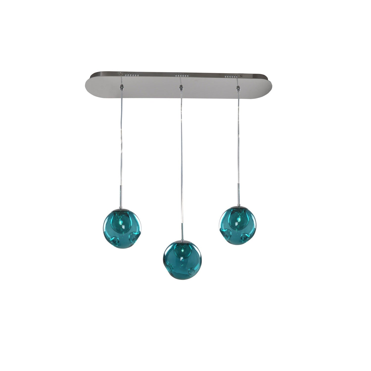 Kalco - 309542CH/AQUA - Three Light Island Pendant - Meteor - Chrome