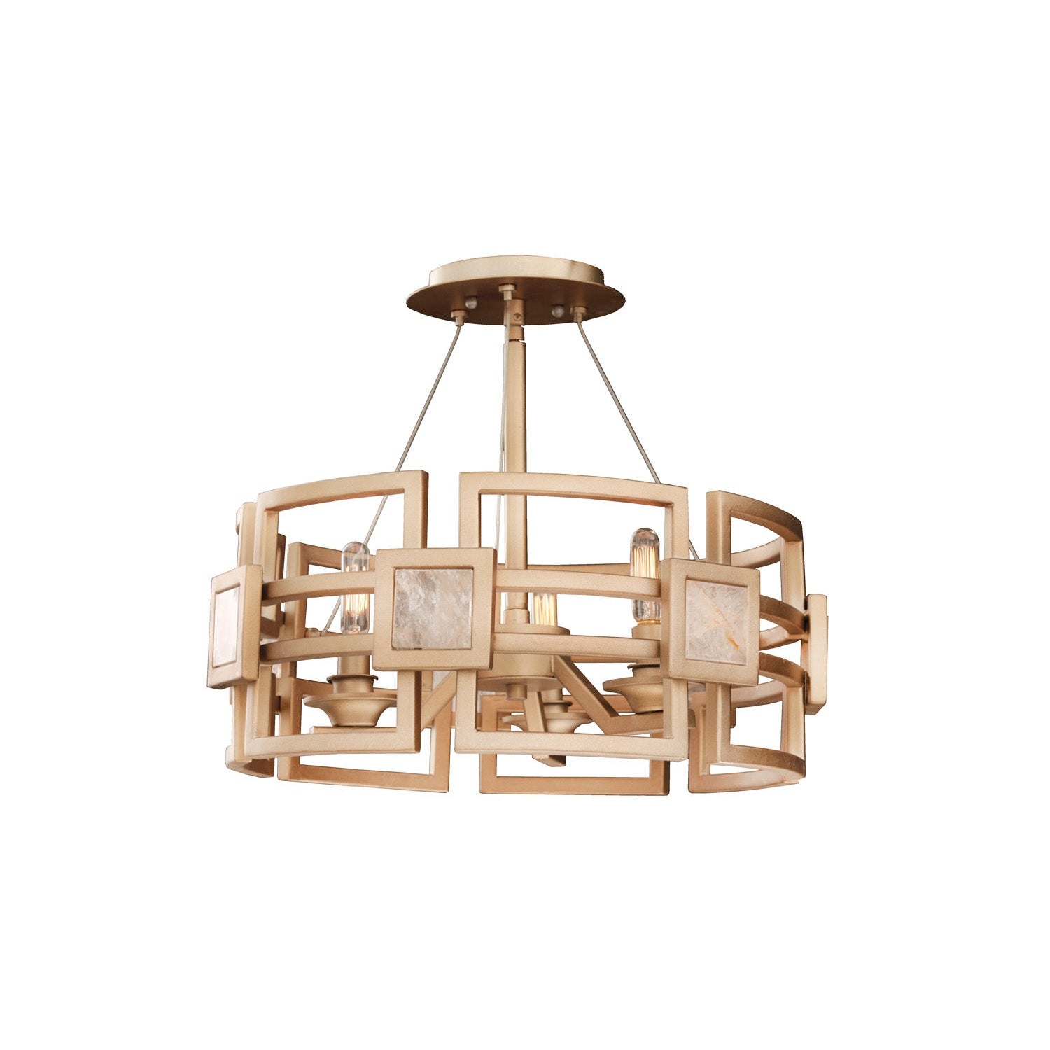 Kalco - 500640MG - Three Light Semi Flush Mount - Metropolis - Modern Gold