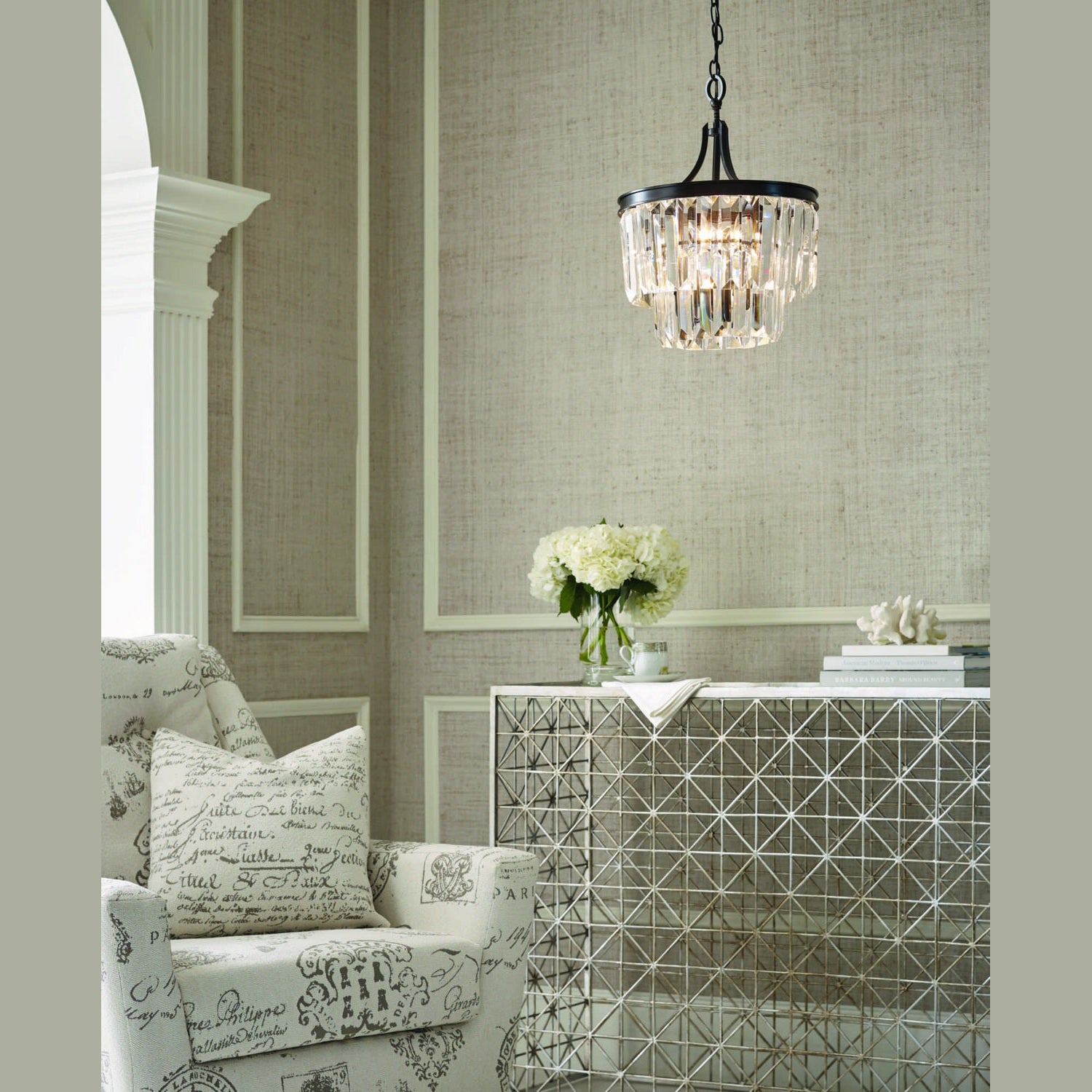 Progress Lighting - P2325-20 - Three Light Semi-Flush Convertible - Glimmer - Antique Bronze