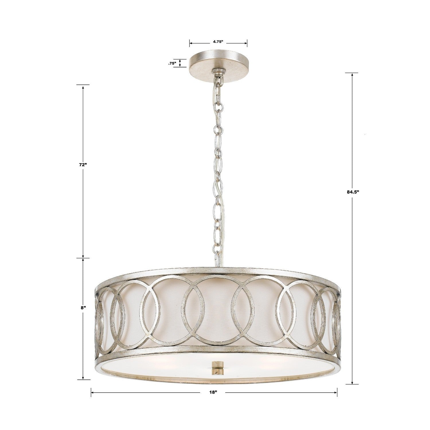 Crystorama - 287-SA - Six Light Chandelier - Graham - Antique Silver