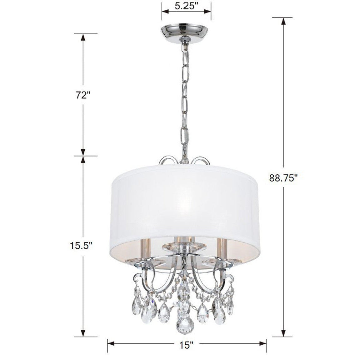Crystorama - 6623-CH-CL-MWP - Three Light Mini Chandelier - Othello - Polished Chrome
