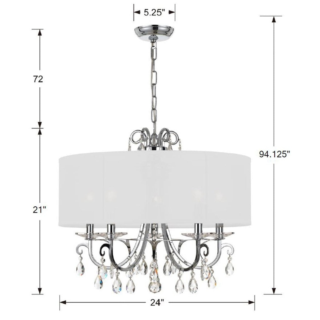 Crystorama - 6625-CH-CL-MWP - Five Light Chandelier - Othello - Polished Chrome