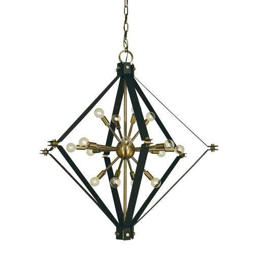 Framburg - 4820 AB/MBLACK - 16 Light Foyer Chandelier - Axis - Antique Brass w/Matte Black