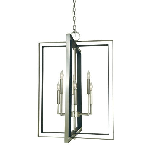Framburg - 4865 BN/MBLACK - Six Light Chandelier - Symmetry - Brushed Nickel w/Matte Black