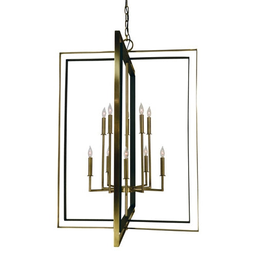 Framburg - 4868 AB/MBLACK - Ten Light Foyer Chandelier - Symmetry - Antique Brass w/Matte Black