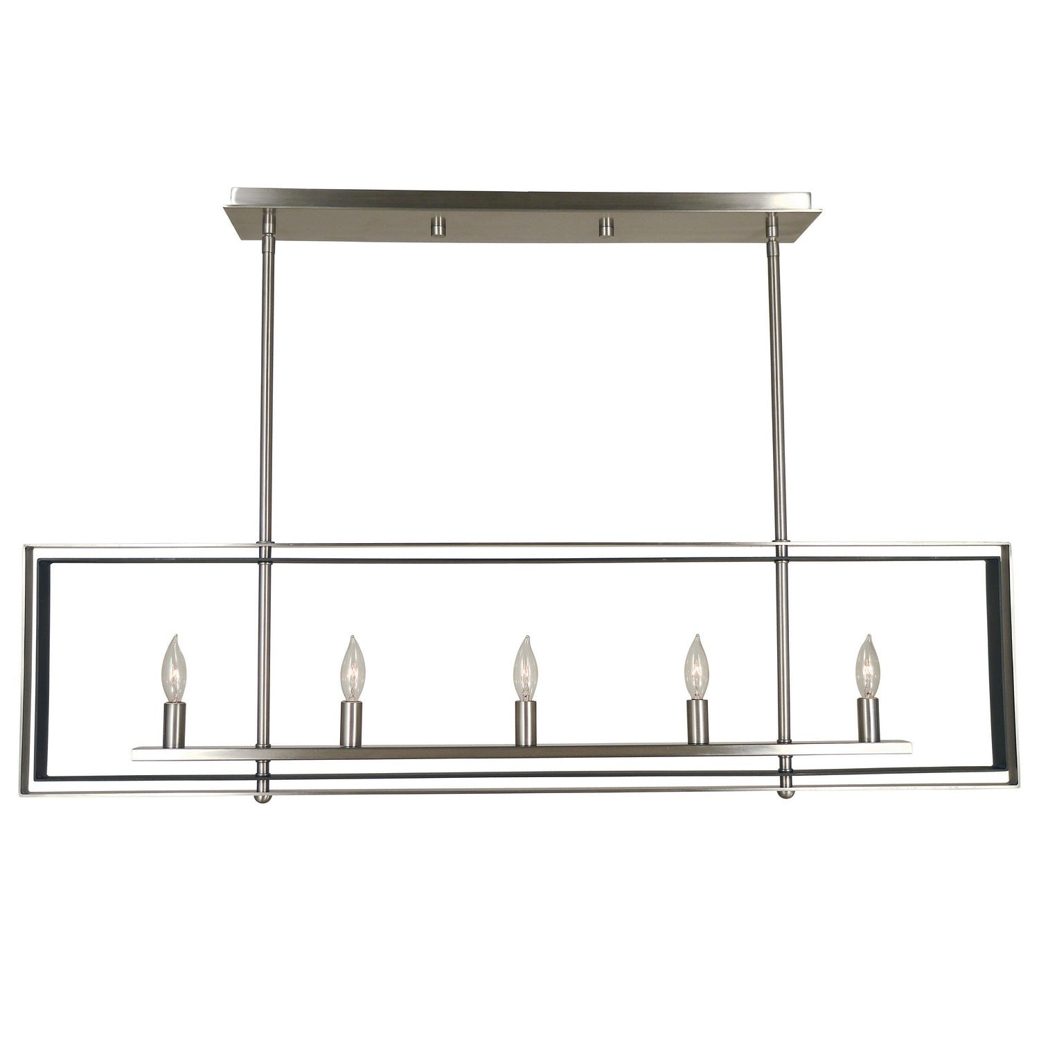 Framburg - 4869 PN/MBLACK - Five Light Island Chandelier - Symmetry - Polished Nickel w/Matte Black