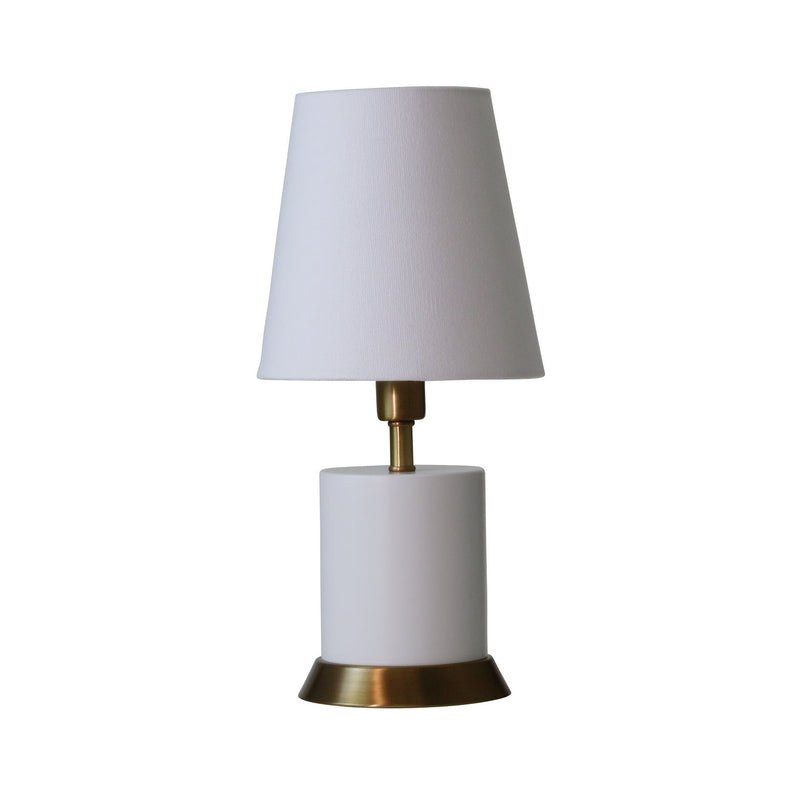 House of Troy - GEO306 - One Light Table Lamp - Geo - White with Weathered Brass accents