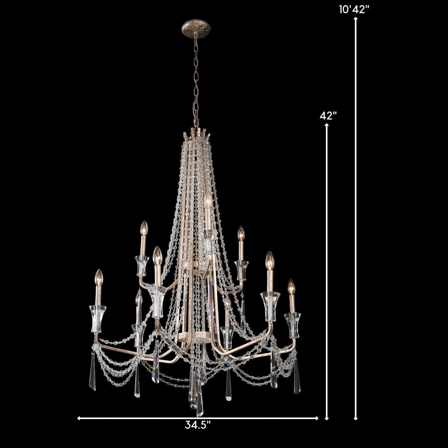Varaluz - 270C09TR - Nine Light Chandelier - Barcelona - Transcend Silver
