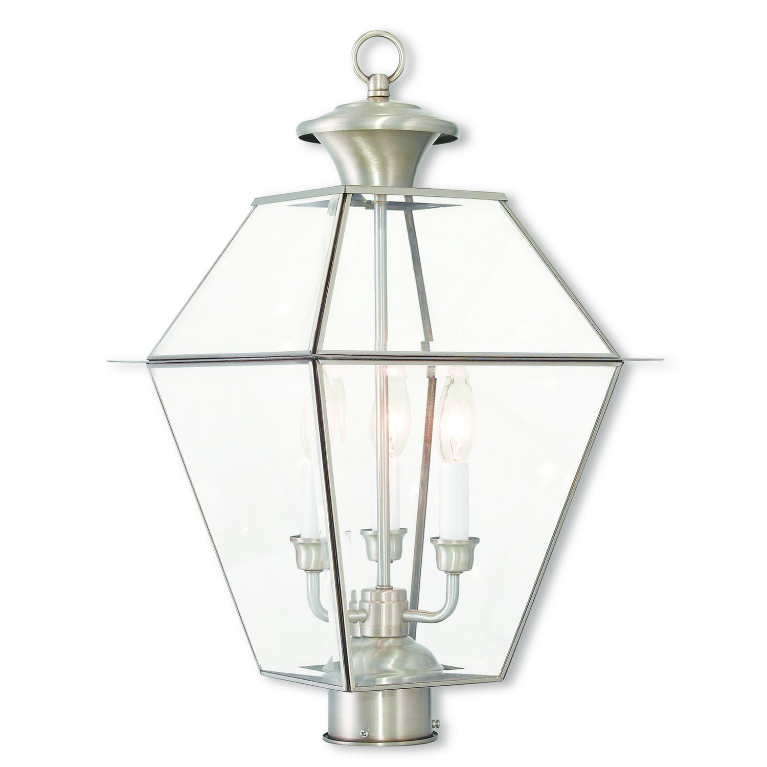 Livex Lighting - 2384-91 - Three Light Post-Top Lanterm - Westover - Brushed Nickel