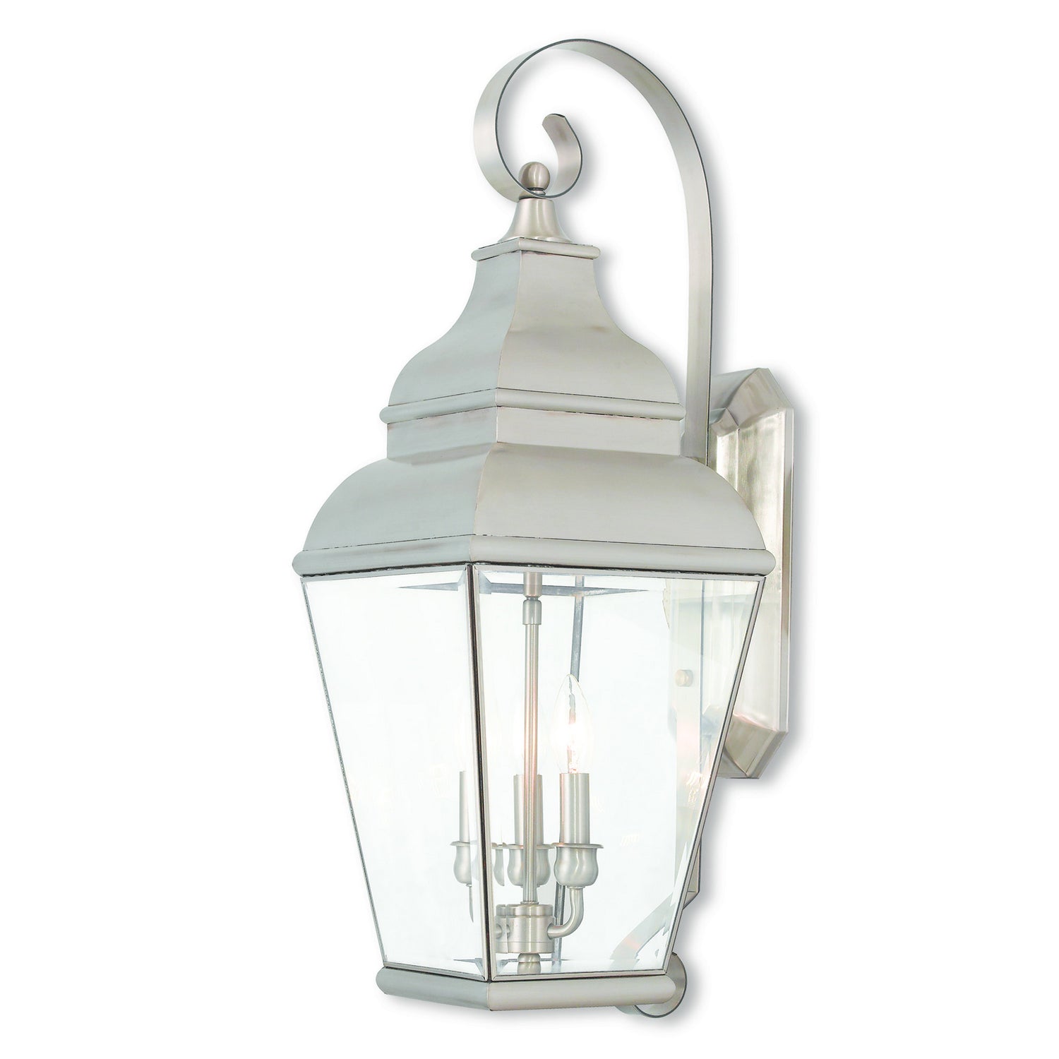 Livex Lighting - 2593-91 - Three Light Outdoor Wall Lantern - Exeter - Brushed Nickel