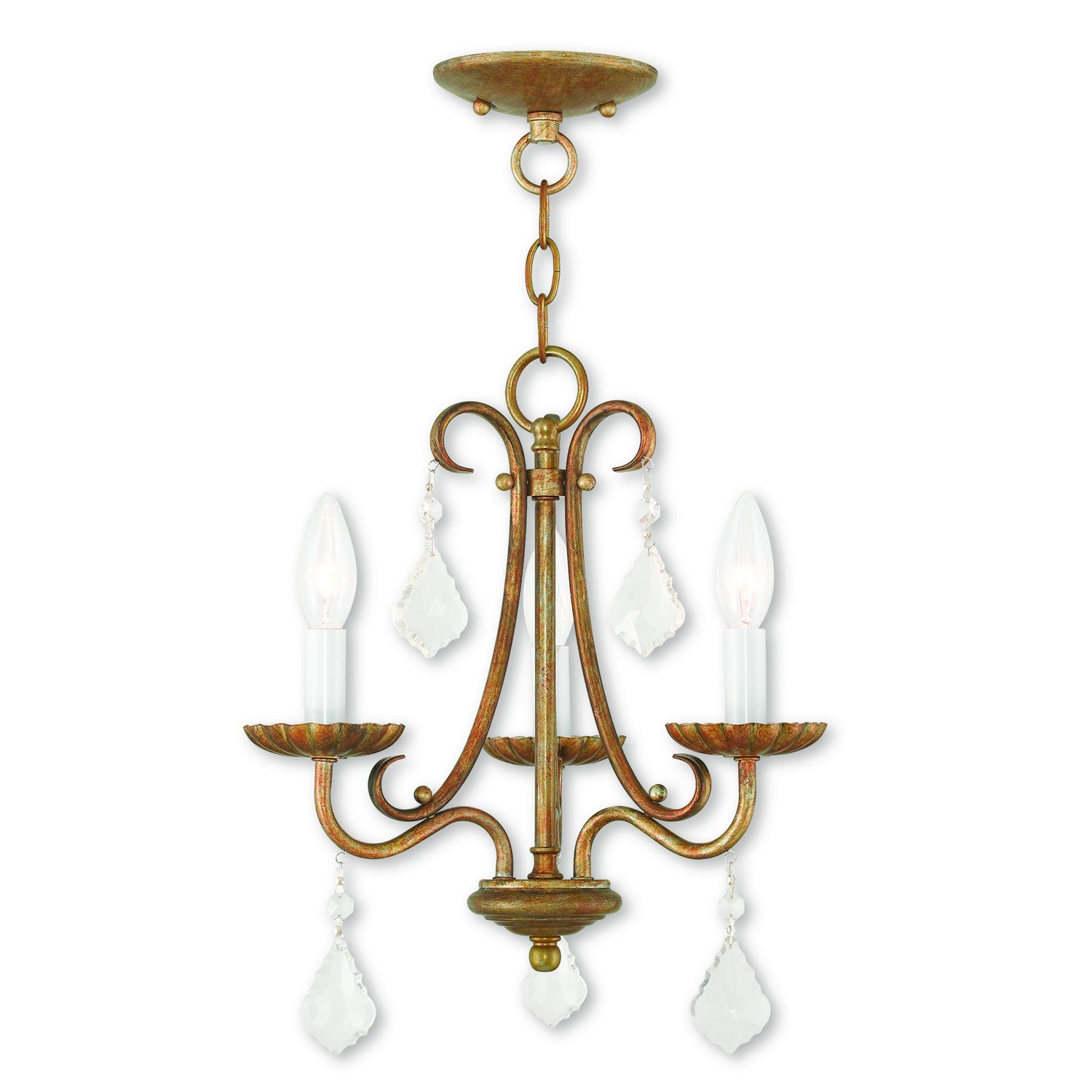 Livex Lighting - 40873-48 - Three Light Mini Chandelier - Daphne - Antique Gold Leaf