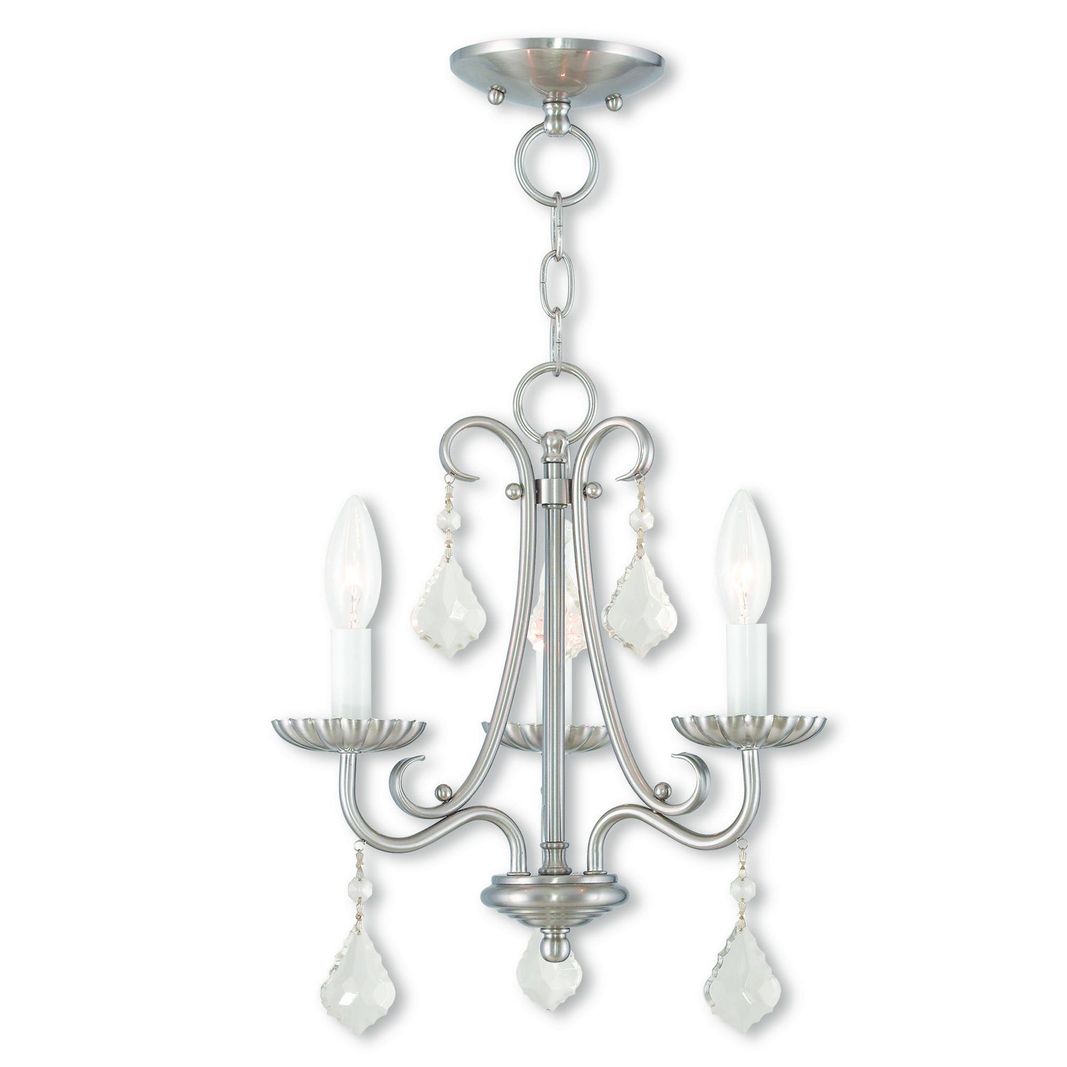 Livex Lighting - 40873-91 - Three Light Mini Chandelier - Daphne - Brushed Nickel