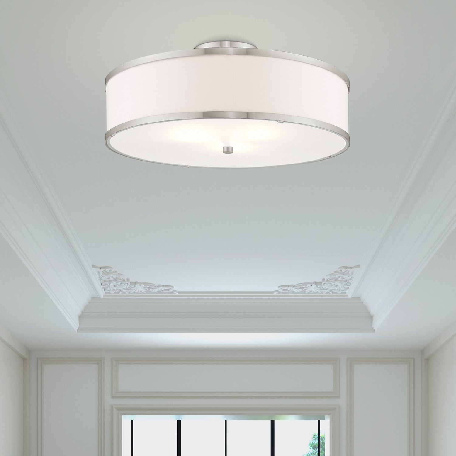 Livex Lighting - 62629-91 - Three Light Ceiling Mount - Park Ridge - Brushed Nickel