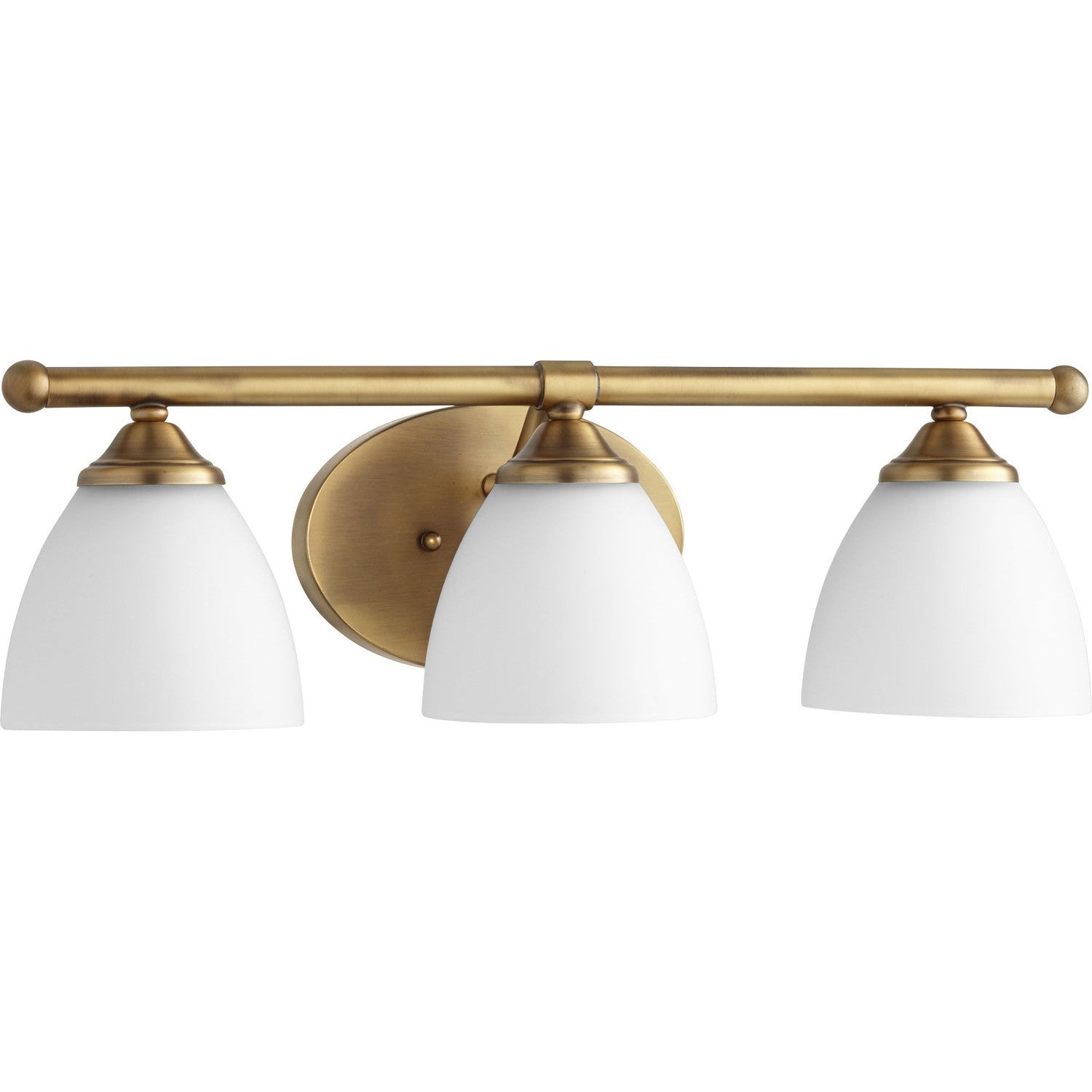 Quorum - 5150-3-80 - Three Light Vanity - Brooks - Aged Brass w/ Satin Opal