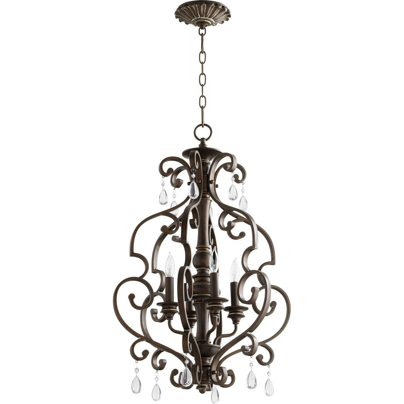 Quorum - 6873-4-39 - Four Light Entry Pendant - San Miguel - Vintage Copper