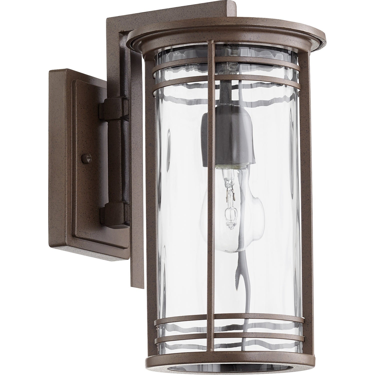 Quorum - 7916-7-186 - One Light Outdoor Lantern - Larson - Oiled Bronze w/ Clear Hammered Glass