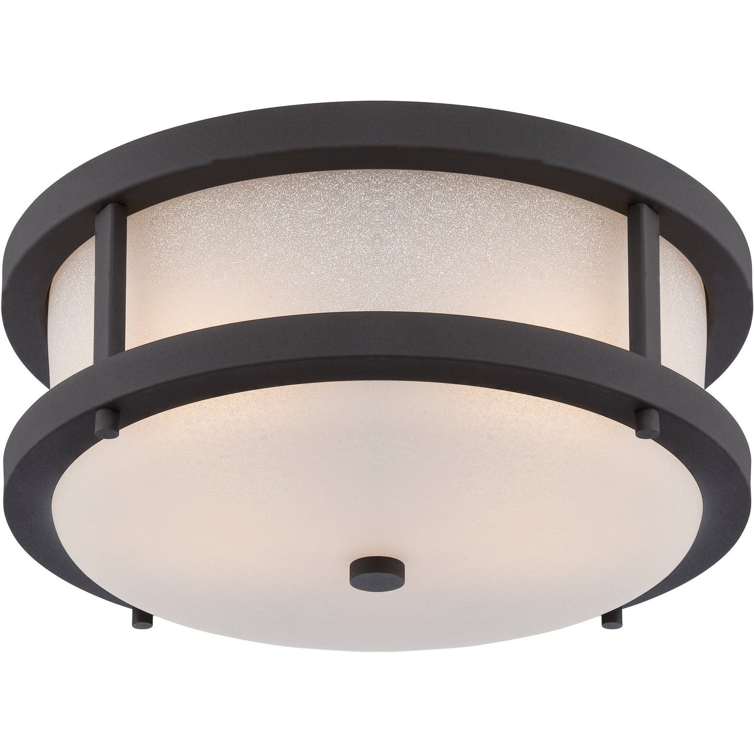 Nuvo Lighting - 62-653 - LED Outdoor Flush Mount - Willis - Textured Black / Antique White Glass