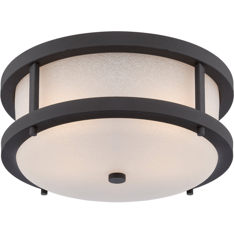 Nuvo Lighting - 62-653 - LED Outdoor Flush Mount - Willis - Textured Black / Antique White Glass