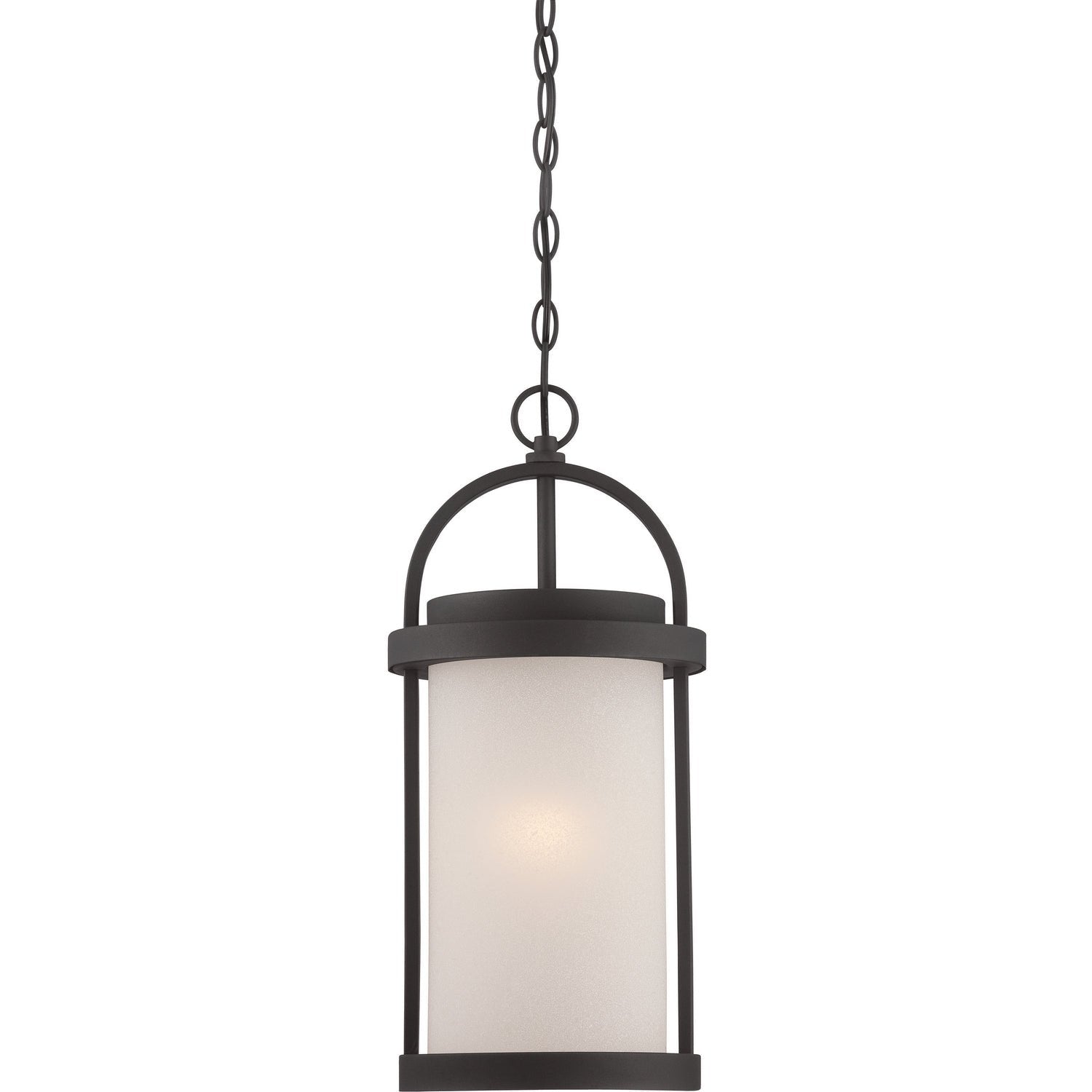 Nuvo Lighting - 62-655 - LED Outdoor Hanging Lantern - Willis - Textured Black / Antique White Glass