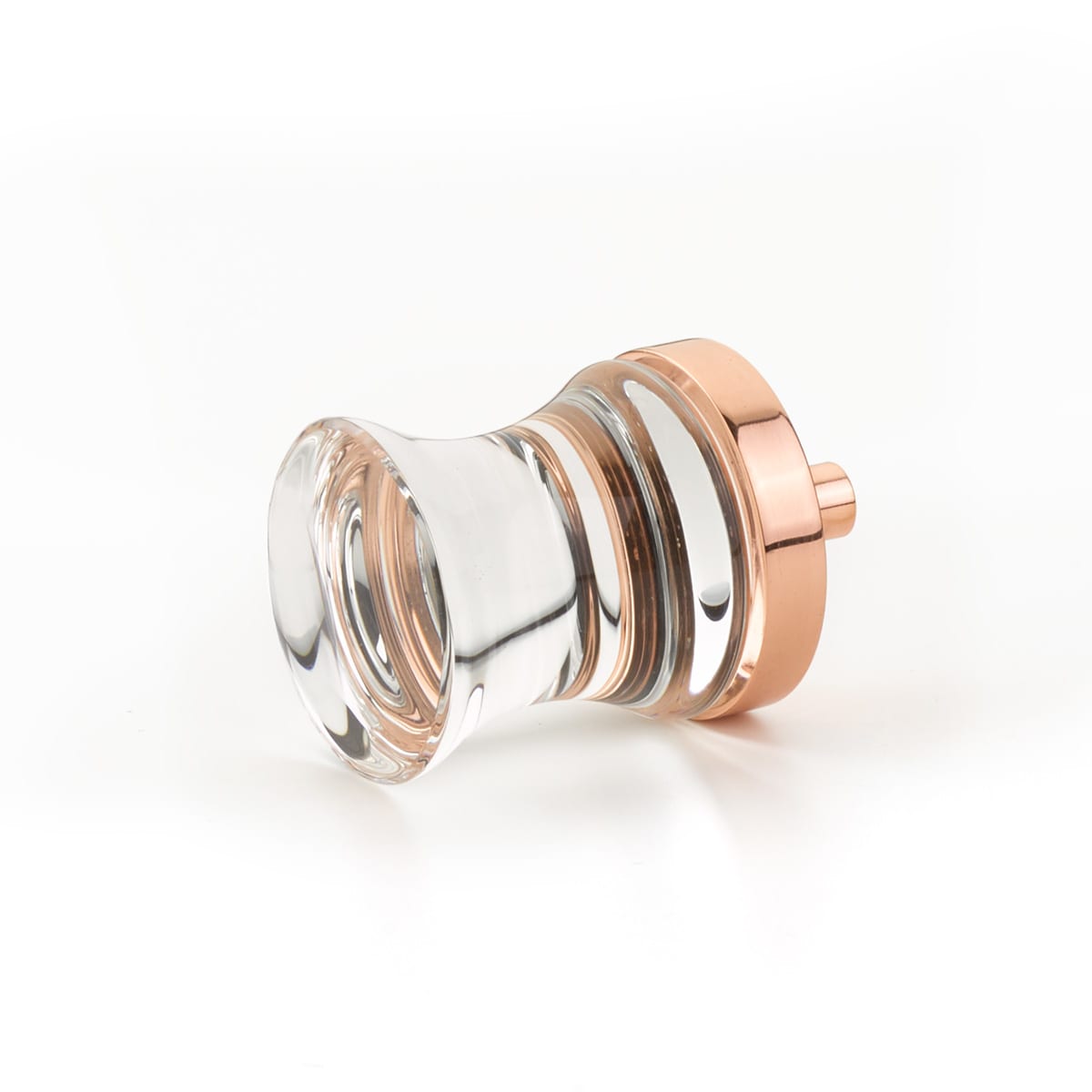 City Lights 1-1/8" Contemporary Hourglass Luxury Solid Brass and Concave Glass Cabinet / Drawer Knob