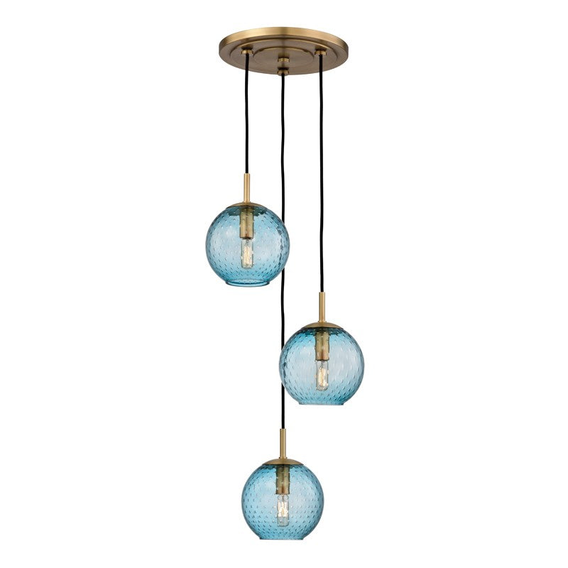 Hudson Valley - 2033-AGB-BL - Three Light Chandelier - Rousseau - Aged Brass