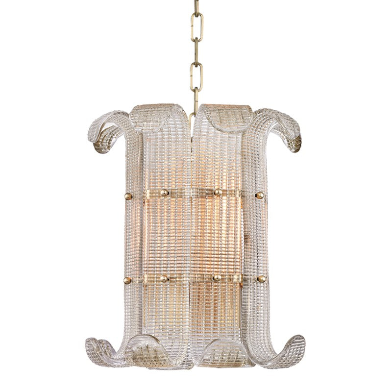 Hudson Valley - 2904-AGB - Four Light Pendant - Brasher - Aged Brass