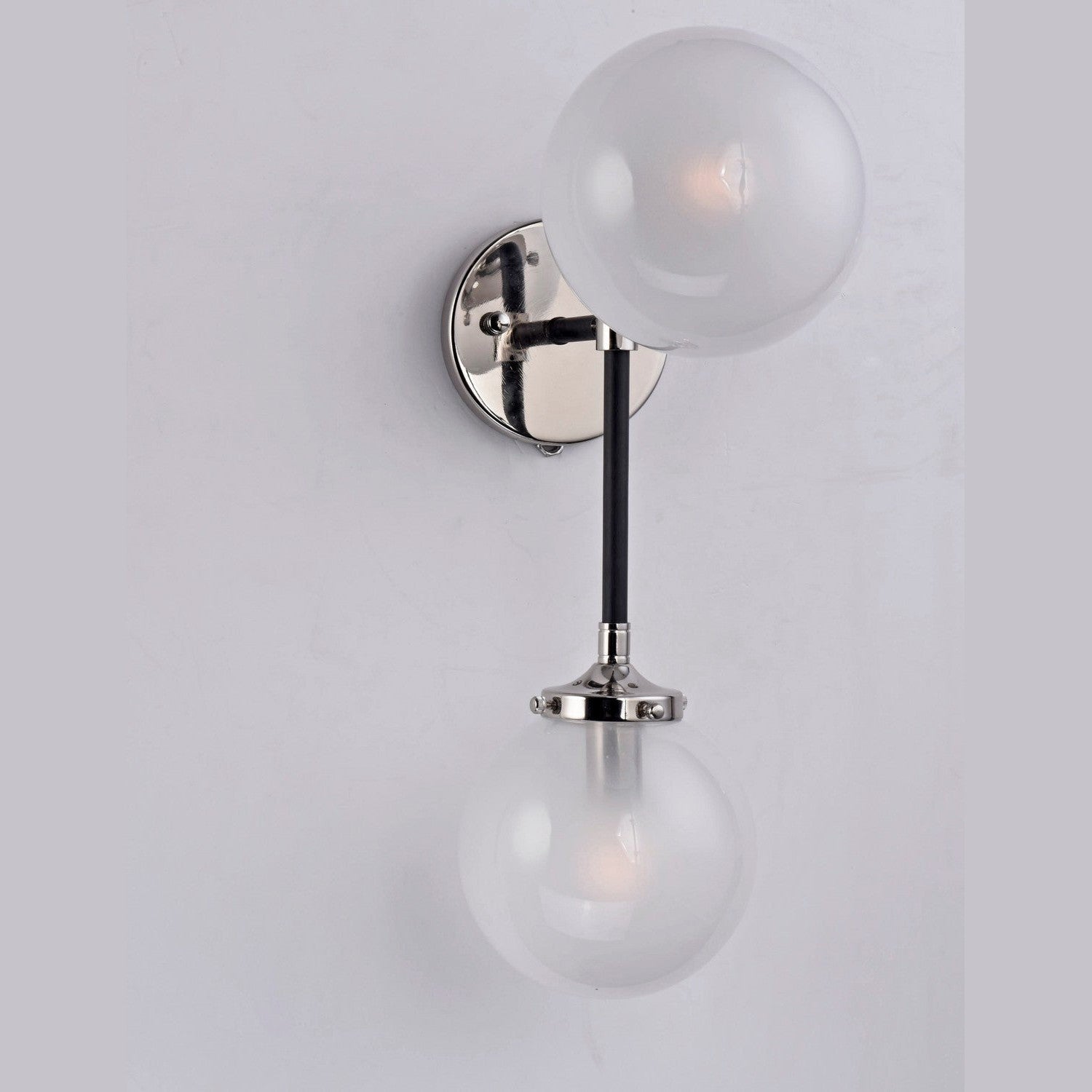 Maxim - 24722WTBKPN - Two Light Wall Sconce - Atom - Black / Polished Nickel