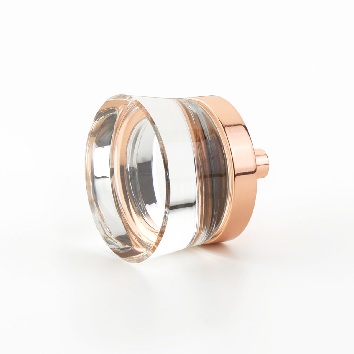 City Lights 1-3/8" Contemporary Flat Disc Luxury Solid Brass and Glass Cabinet / Drawer Knob