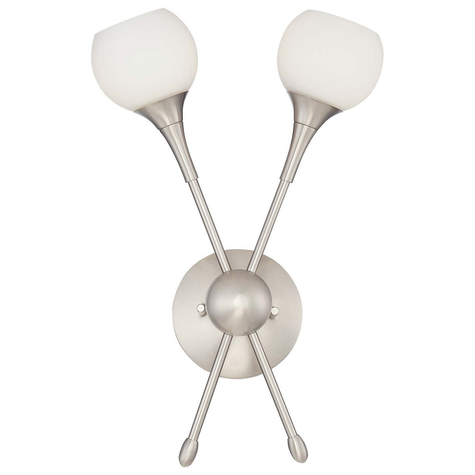George Kovacs - P1802-084 - Two Light Wall Sconce - Pontil - Brushed Nickel
