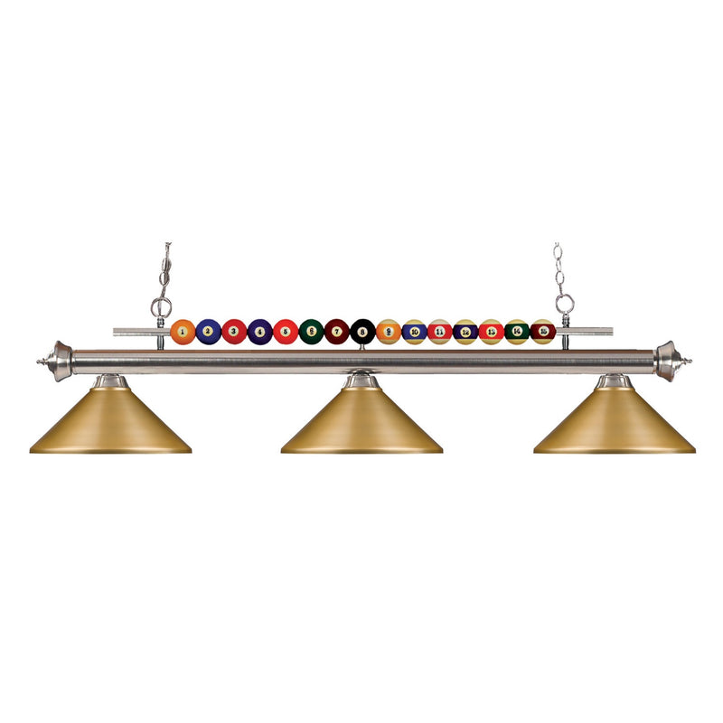 Z-Lite - 170BN-MSG - Three Light Billiard - Shark - Brushed Nickel