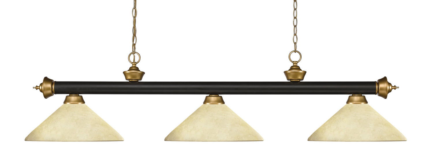 Z-Lite - 200-3BRZ+SG-AGM14 - Three Light Billiard - Riviera - Bronze + Satin Gold
