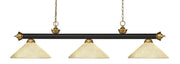 Z-Lite - 200-3BRZ+SG-AGM14 - Three Light Billiard - Riviera - Bronze + Satin Gold