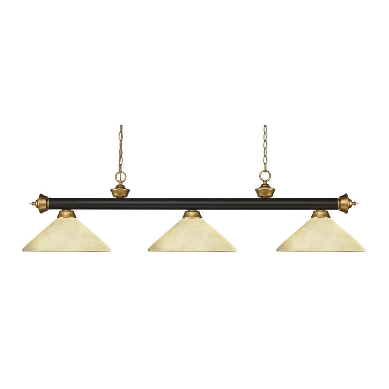Z-Lite - 200-3BRZ+SG-AGM14 - Three Light Billiard - Riviera - Bronze + Satin Gold