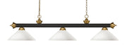 Z-Lite - 200-3BRZ+SG-AMO14 - Three Light Billiard - Riviera - Bronze + Satin Gold