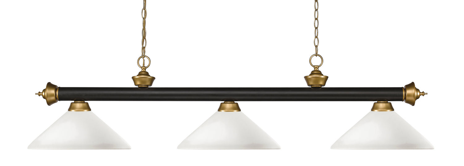 Z-Lite - 200-3BRZ+SG-AMO14 - Three Light Billiard - Riviera - Bronze + Satin Gold