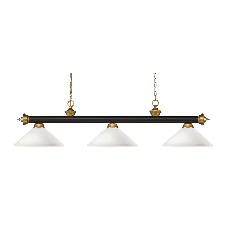 Z-Lite - 200-3BRZ+SG-AMO14 - Three Light Billiard - Riviera - Bronze + Satin Gold