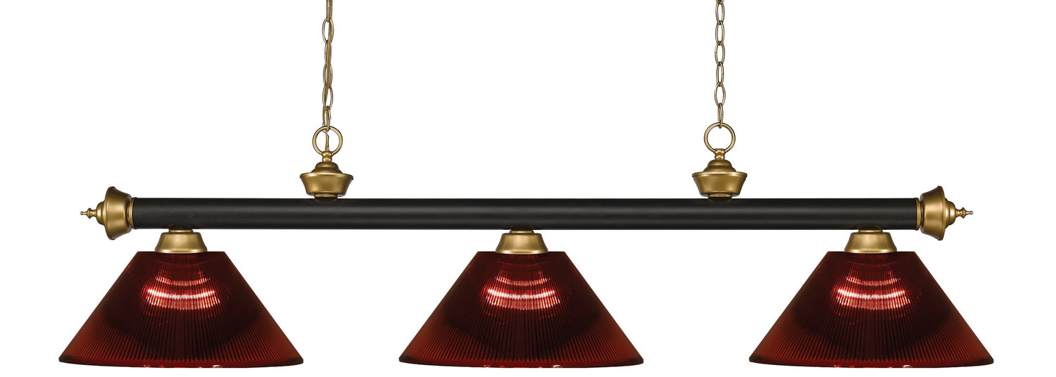 Z-Lite - 200-3BRZ+SG-ARBG - Three Light Billiard - Riviera - Bronze + Satin Gold