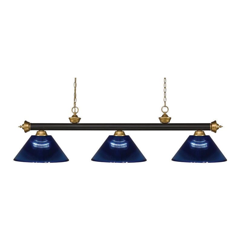 Z-Lite - 200-3BRZ+SG-ARDB - Three Light Billiard - Riviera - Bronze + Satin Gold