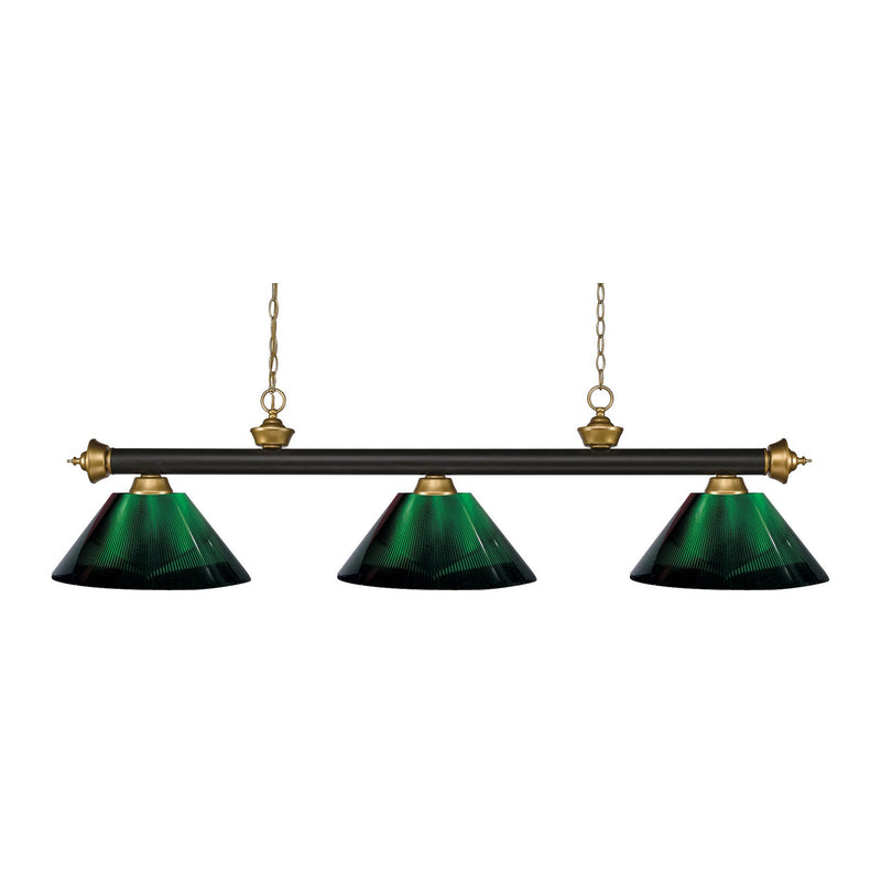 Z-Lite - 200-3BRZ+SG-ARG - Three Light Billiard - Riviera - Bronze + Satin Gold