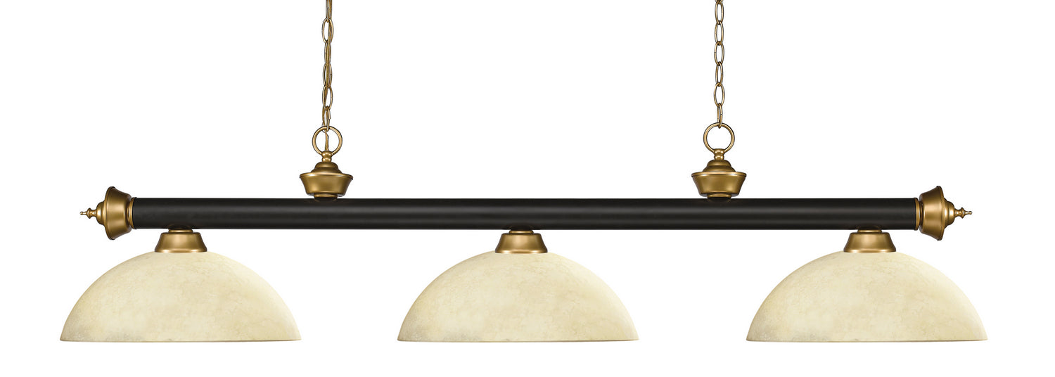 Z-Lite - 200-3BRZ+SG-DGM14 - Three Light Billiard - Riviera - Bronze + Satin Gold