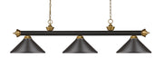 Z-Lite - 200-3BRZ+SG-MBRZ - Three Light Billiard - Riviera - Bronze + Satin Gold