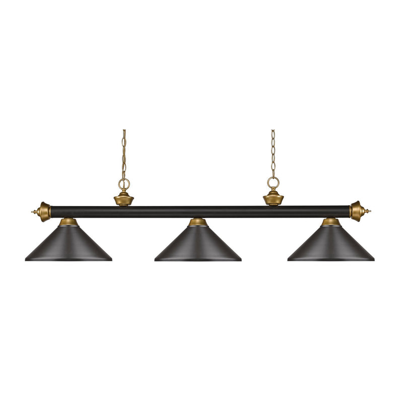 Z-Lite - 200-3BRZ+SG-MBRZ - Three Light Billiard - Riviera - Bronze + Satin Gold