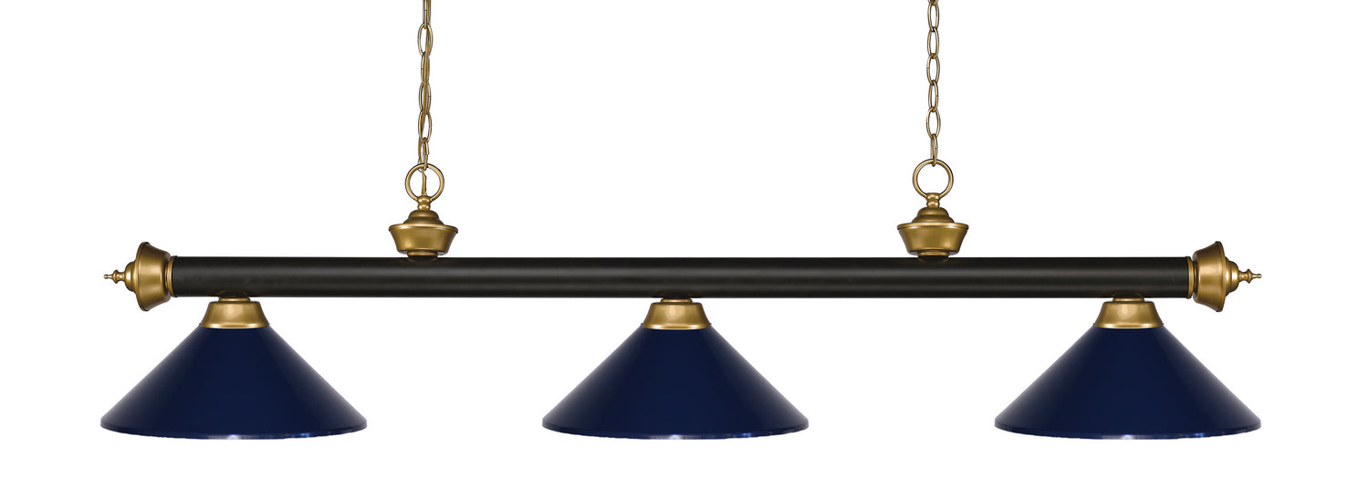 Z-Lite - 200-3BRZ+SG-MNB - Three Light Billiard - Riviera - Bronze + Satin Gold