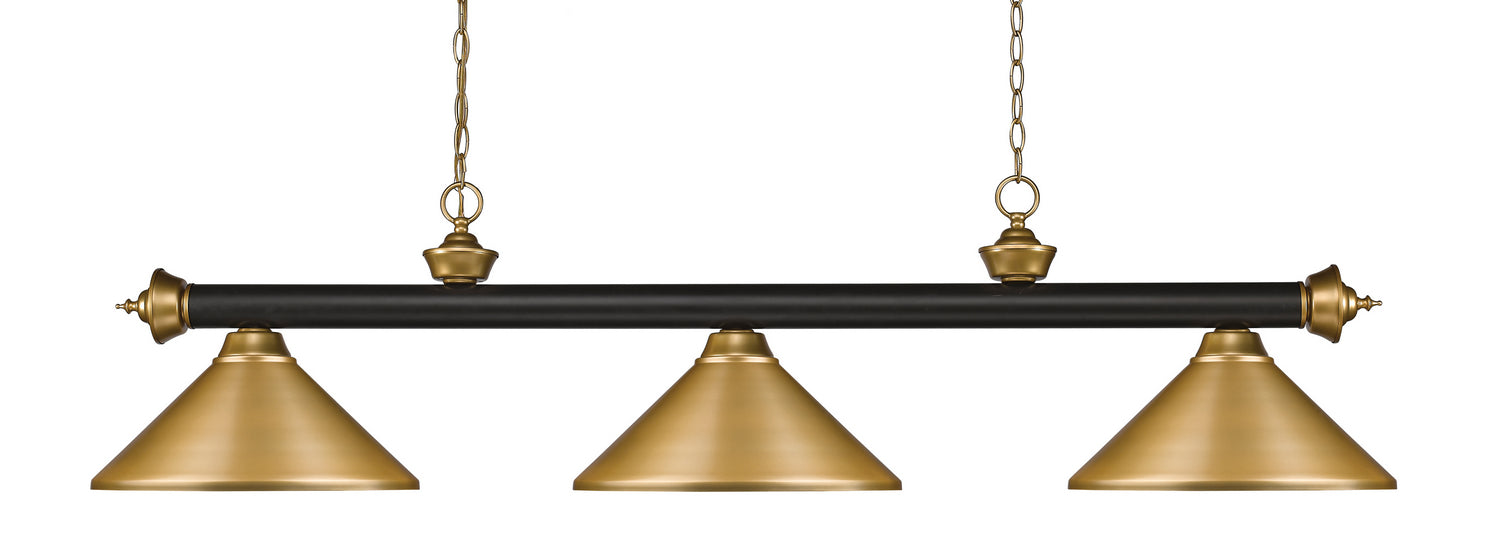 Z-Lite - 200-3BRZ+SG-MSG - Three Light Billiard - Riviera - Bronze + Satin Gold