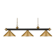 Z-Lite - 200-3BRZ+SG-MSG - Three Light Billiard - Riviera - Bronze + Satin Gold