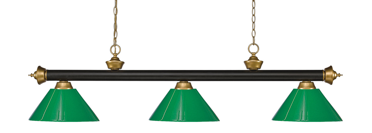 Z-Lite - 200-3BRZ+SG-PGR - Three Light Billiard - Riviera - Bronze + Satin Gold