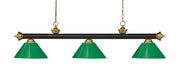 Z-Lite - 200-3BRZ+SG-PGR - Three Light Billiard - Riviera - Bronze + Satin Gold