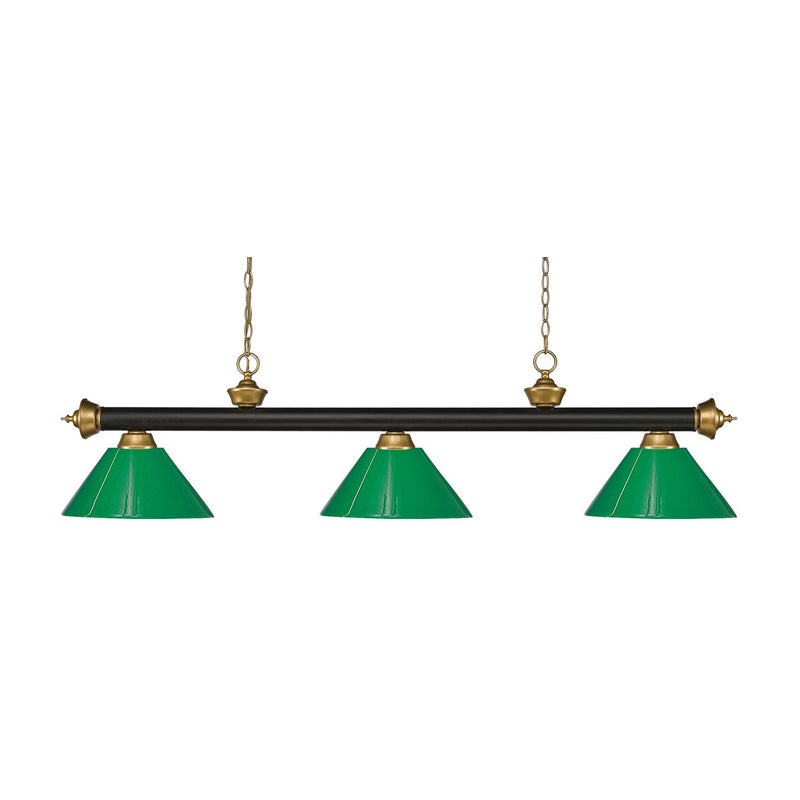 Z-Lite - 200-3BRZ+SG-PGR - Three Light Billiard - Riviera - Bronze + Satin Gold