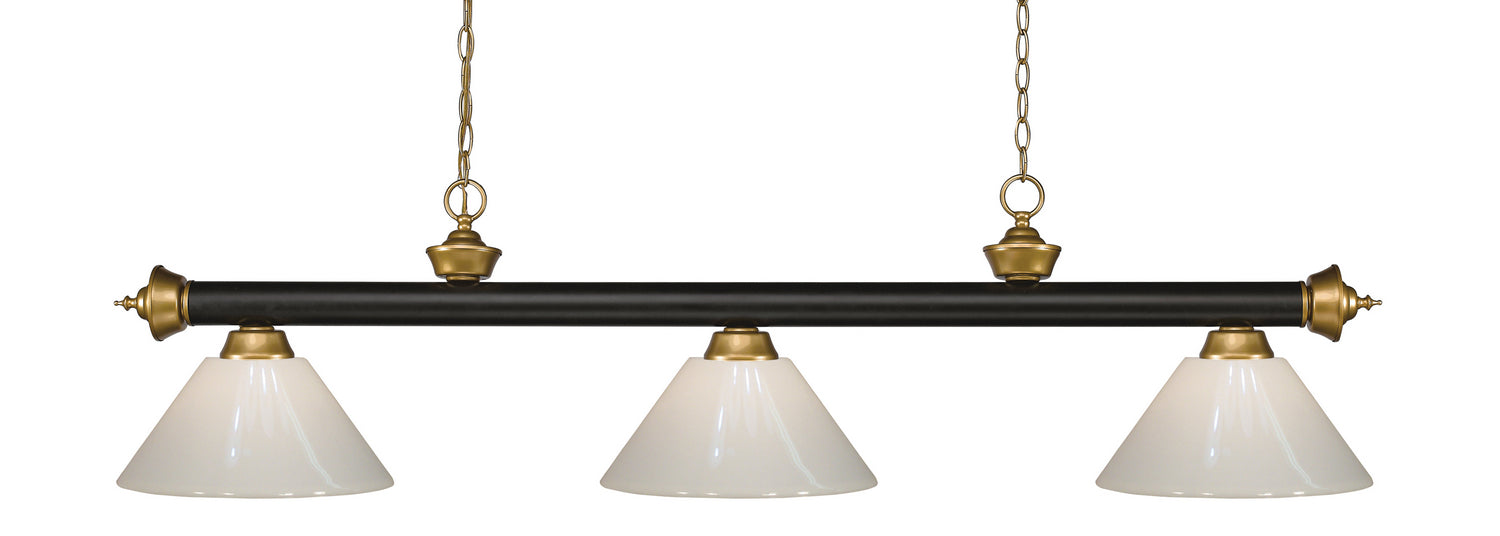 Z-Lite - 200-3BRZ+SG-PWH - Three Light Billiard - Riviera - Bronze + Satin Gold
